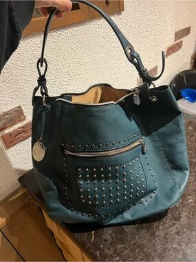 Studded Teal Hobo Bag - Women